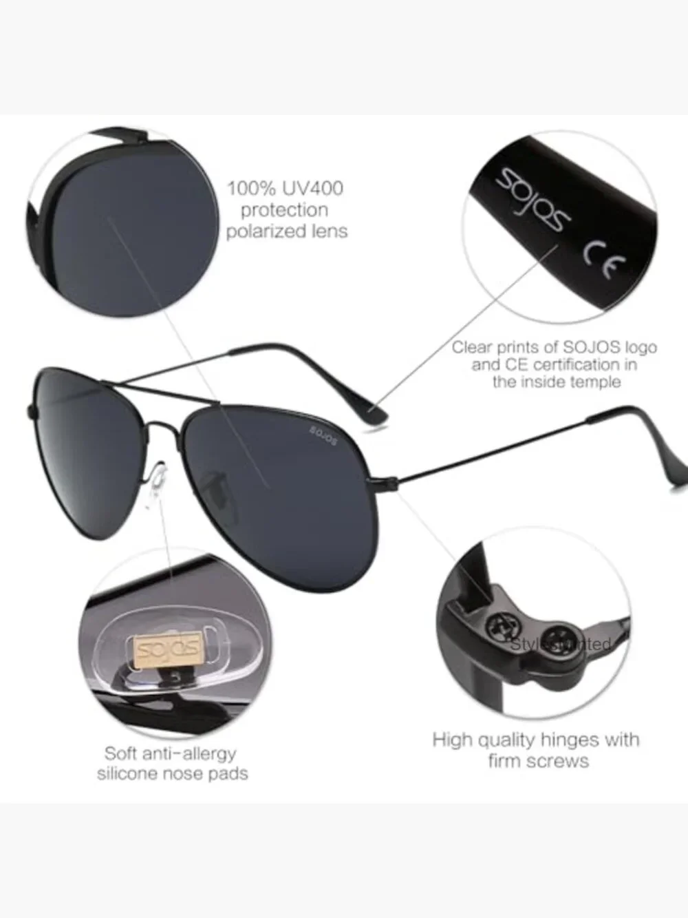 Polarized Aviator Sunglasses for Men Women Classic Vintage
